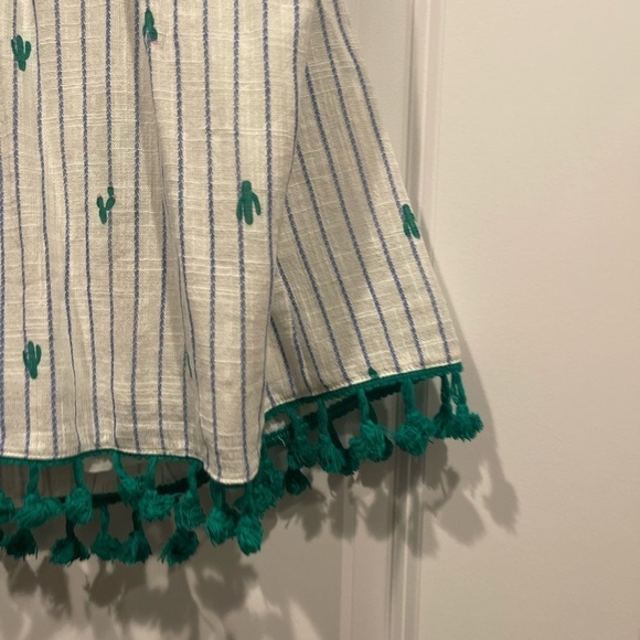 Francesca's Blue Rain Cactus Tassel Stripe Tank Top - Picture 4 of 9